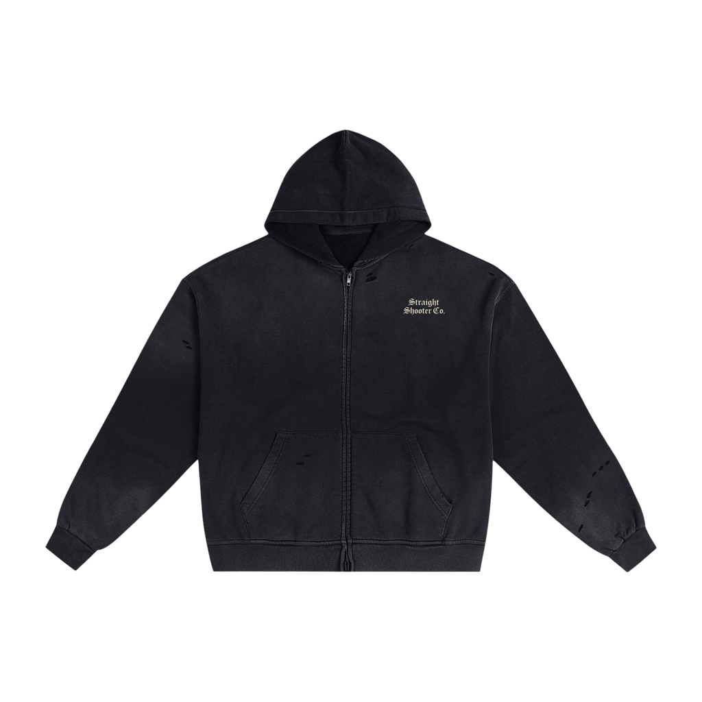 Killer Zip Up - Hand-Frayed Sunfade Hoodie
