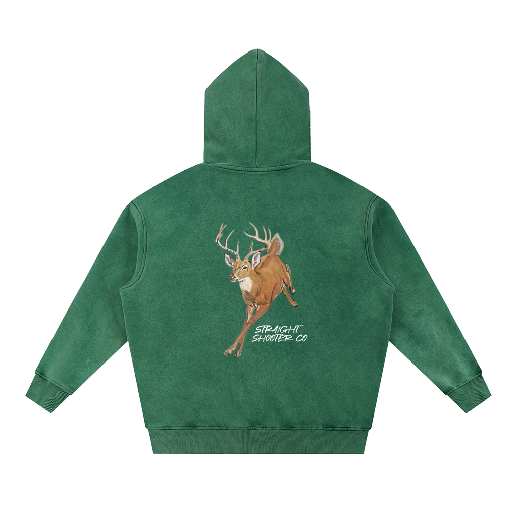 Classic Buck Hoodie Back - Oversized Acid Washed