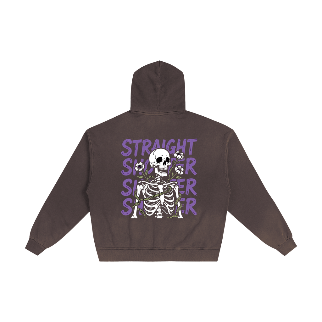 Skelton Zip up -  Hand-Frayed Sunfade Zip Hoodie