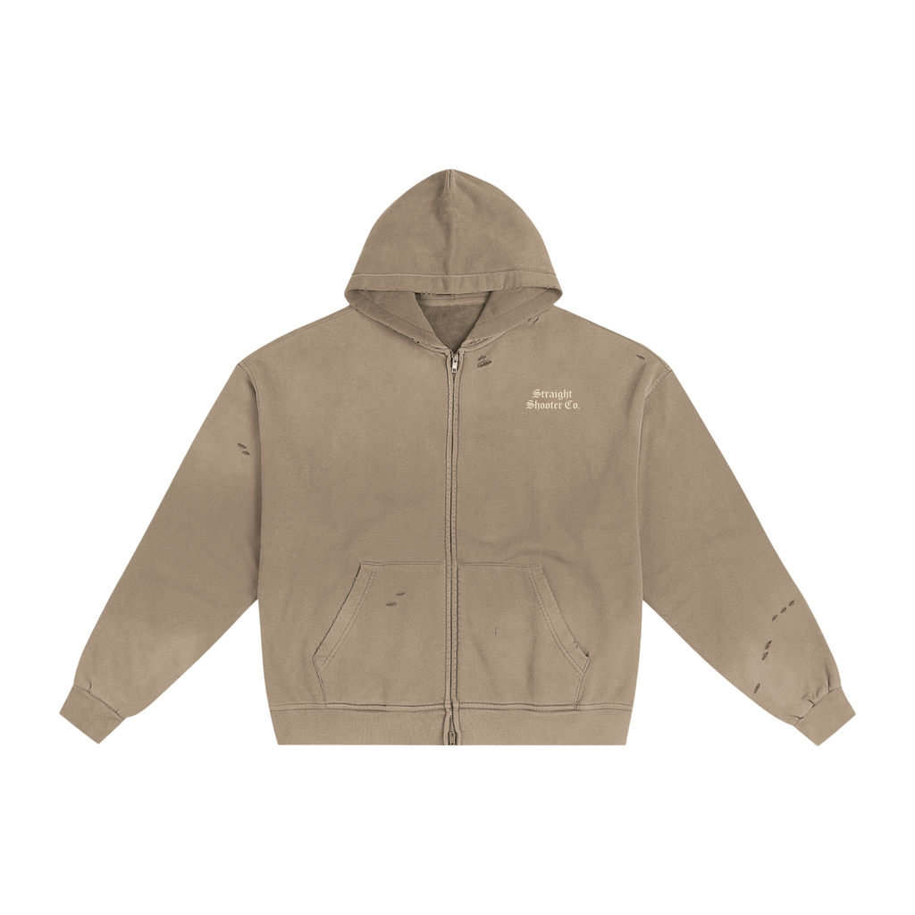 Killer Zip Up - Hand-Frayed Sunfade Hoodie