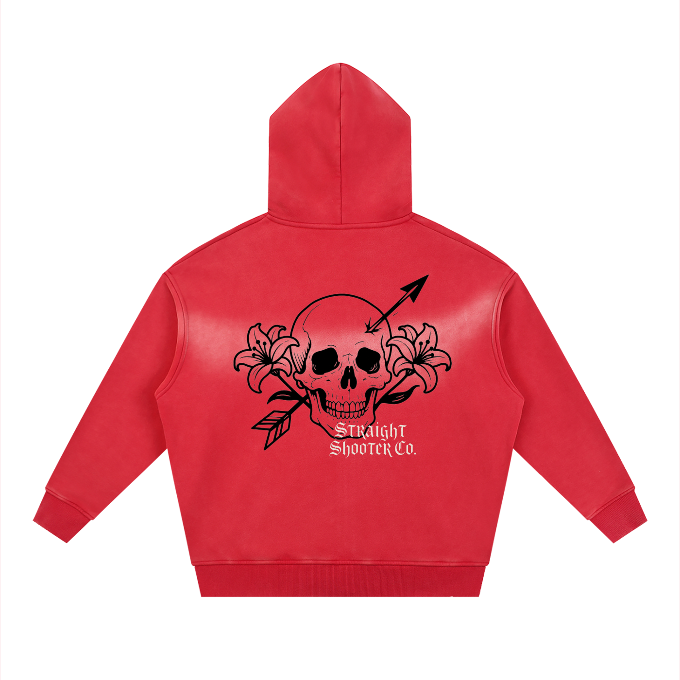 Skull Flower Hoodie - Sunfade Two-way Zipper Boxy Fleece Hoodie