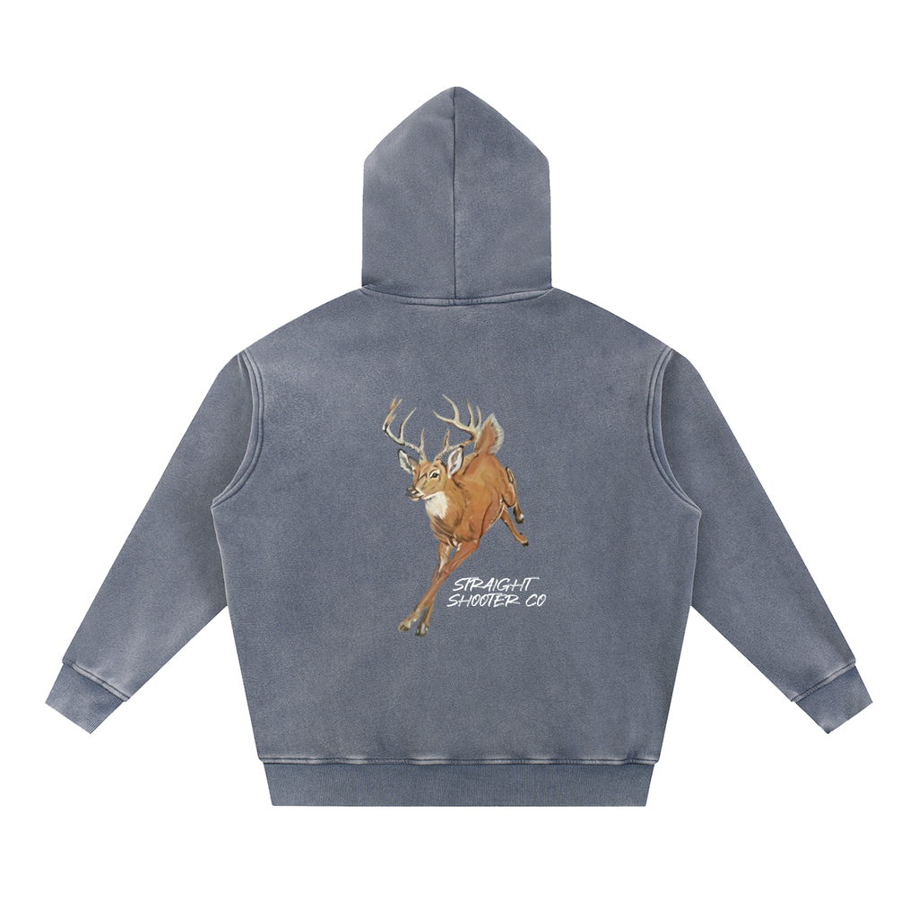 Classic Buck Hoodie Back - Oversized Acid Washed