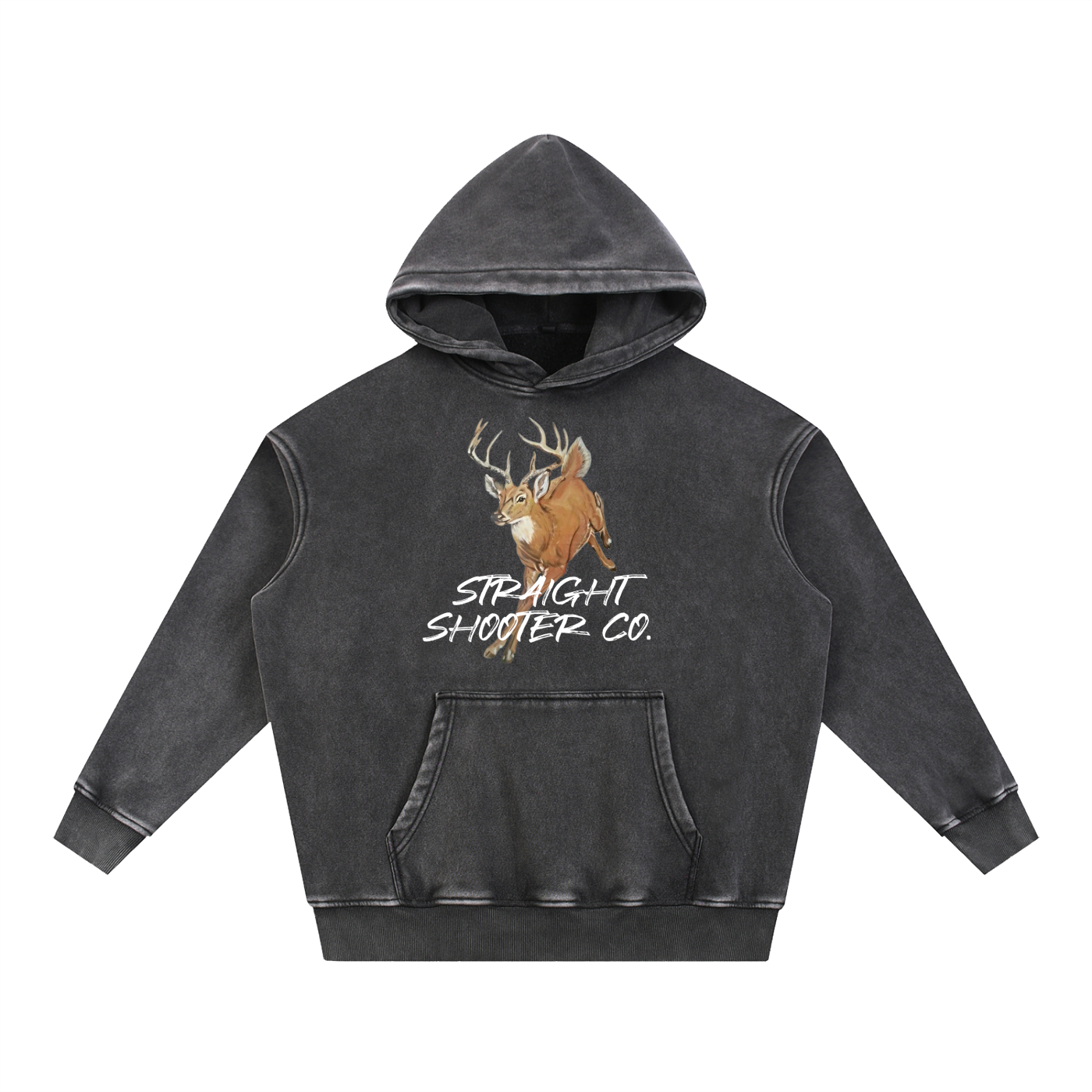 Classic Buck Hoodie Front - Oversized Acid wash