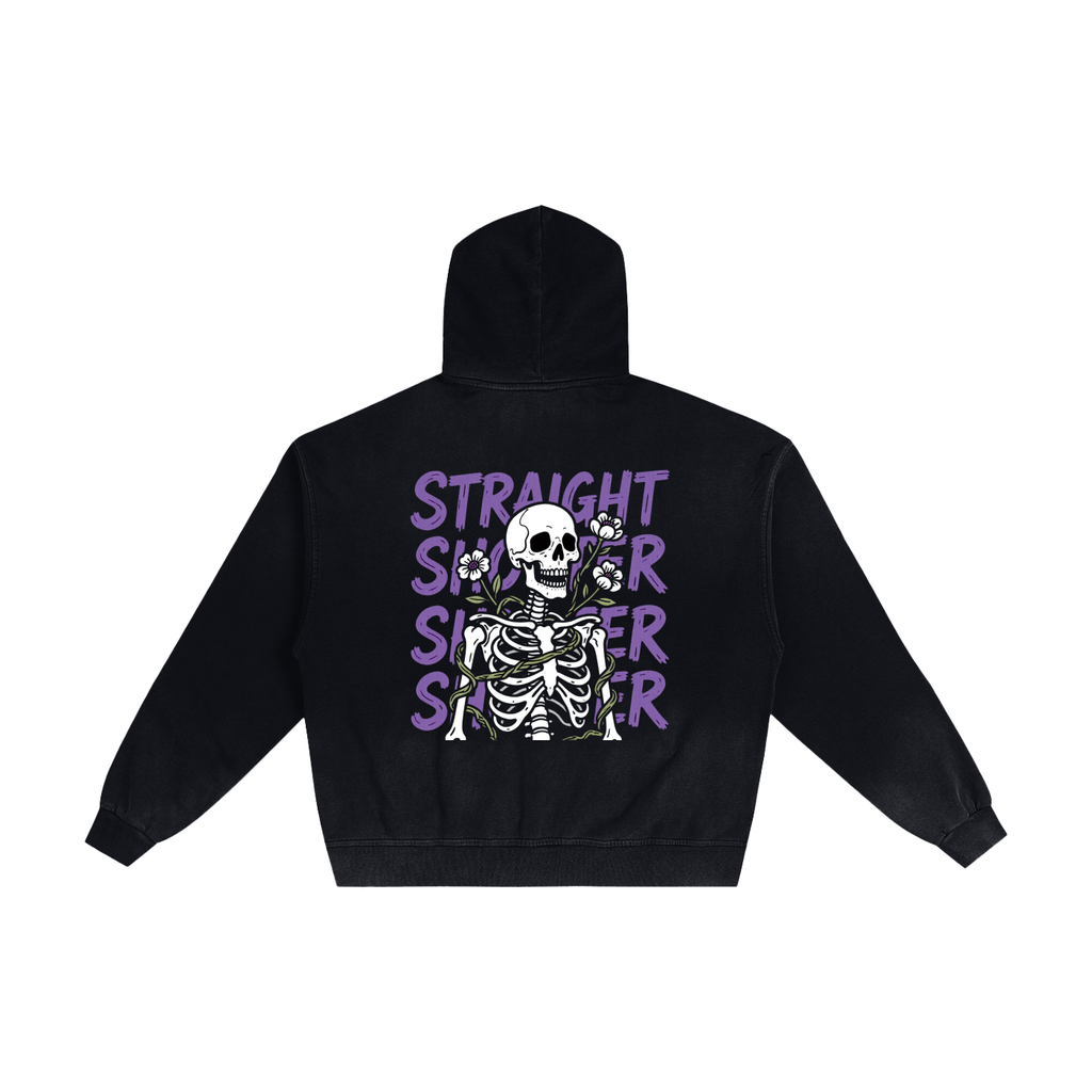 Skelton Zip up -  Hand-Frayed Sunfade Zip Hoodie