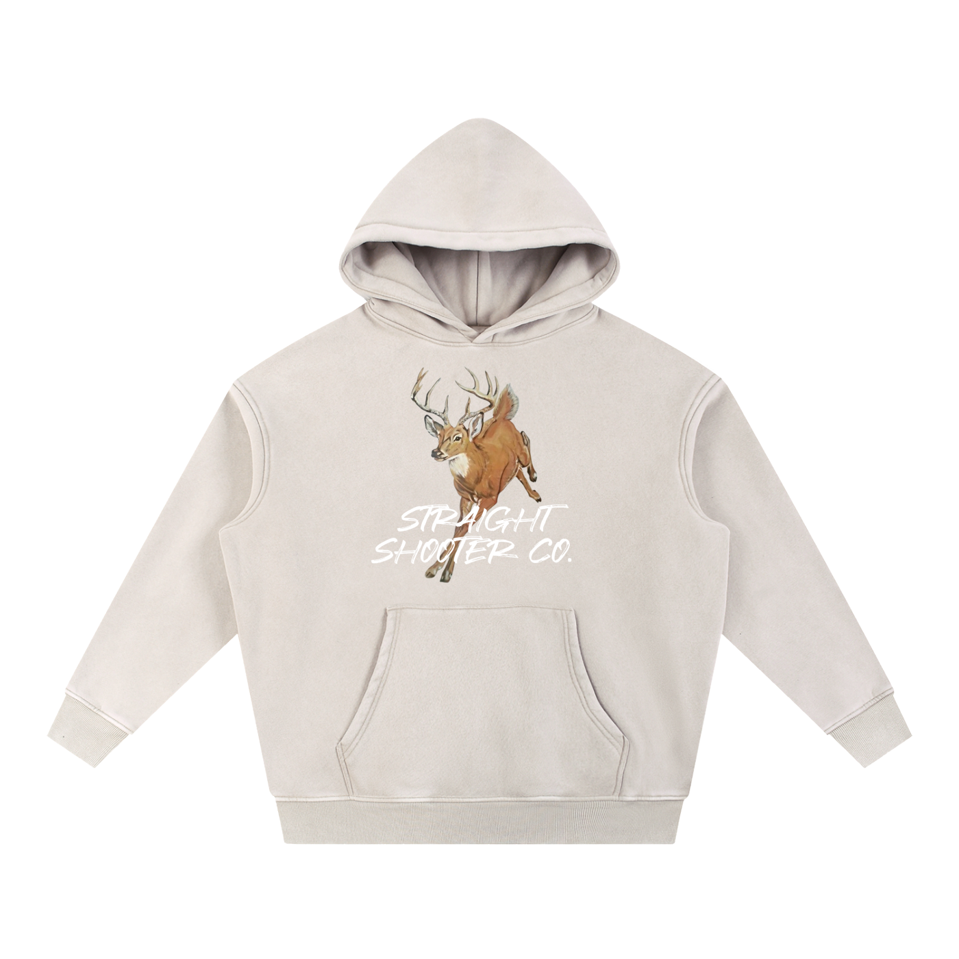 Classic Buck Hoodie Front - Oversized Acid wash