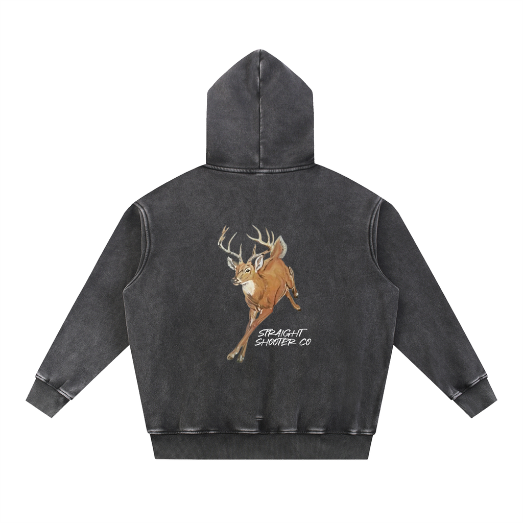 Classic Buck Hoodie Back - Oversized Acid Washed