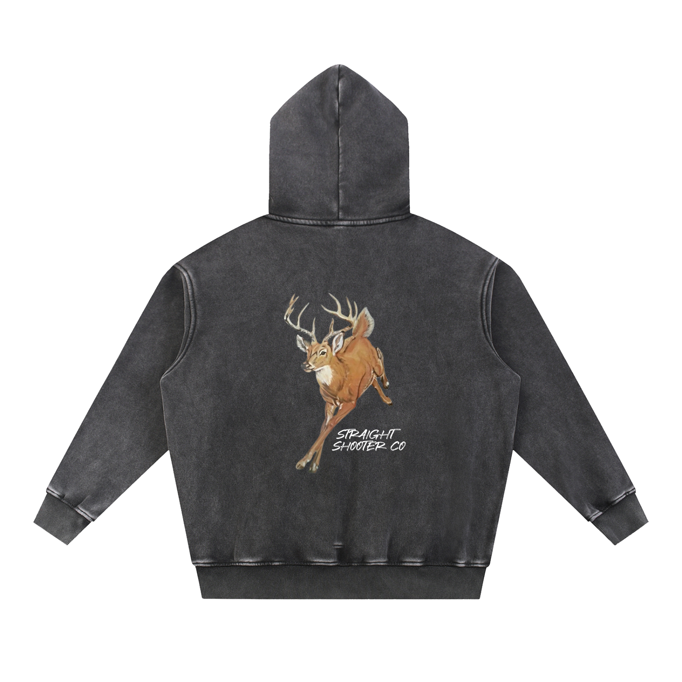 Classic Buck Hoodie Back - Oversized Acid Washed