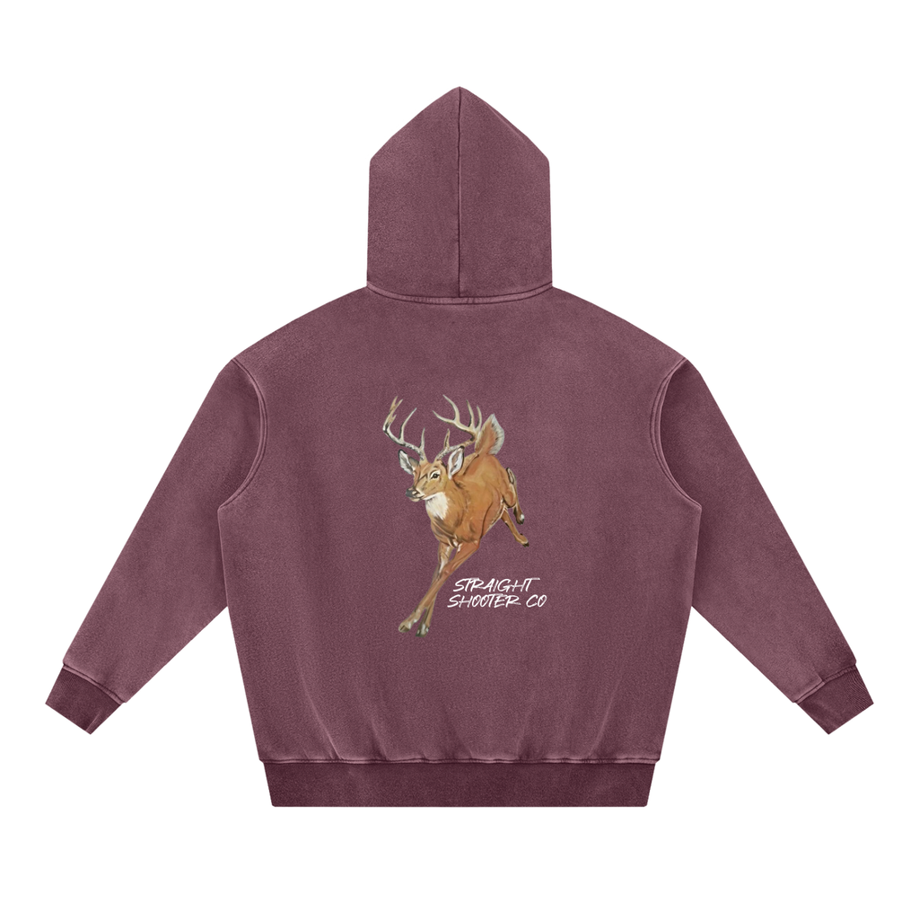 Classic Buck Hoodie Back - Oversized Acid Washed
