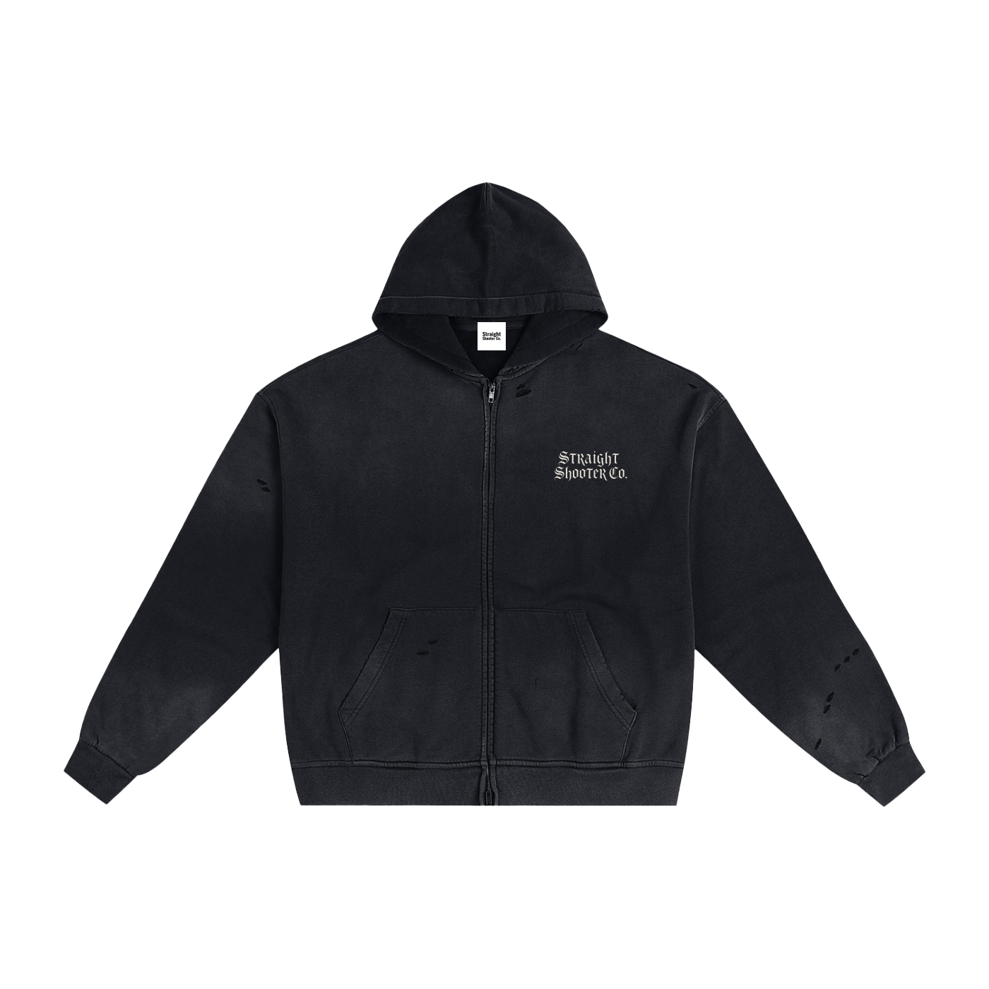 Skelton Zip up -  Hand-Frayed Sunfade Zip Hoodie