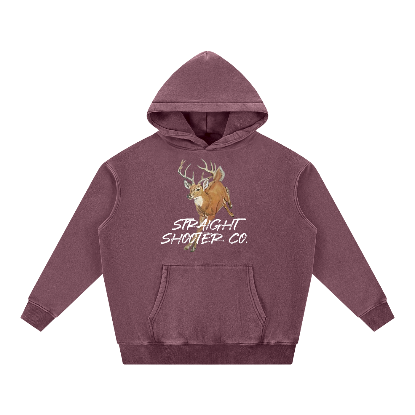Classic Buck Hoodie Front - Oversized Acid wash
