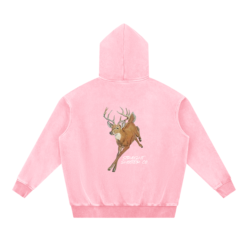 Classic Buck Hoodie Back - Oversized Acid Washed